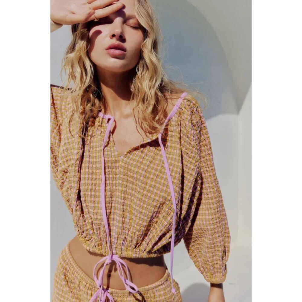 free people Clara plaid top XS TP